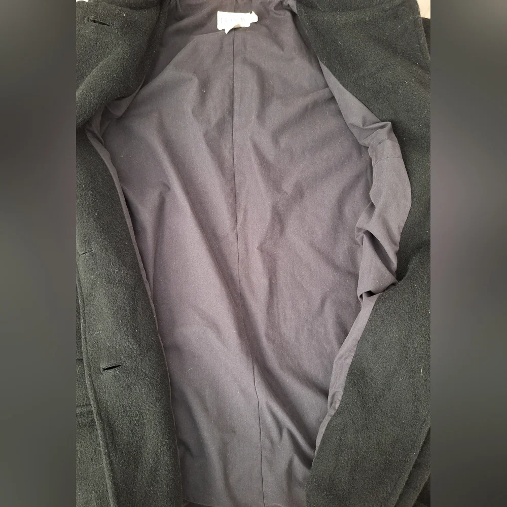 Vintage J. Crew Wool Pea Coat Black Single Breasted Preppy Academia Womens PS - Picture 5 of 13